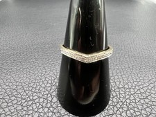 9ct Yellow Gold Diamond Wishbone Eternity Ring Size P (219/64)