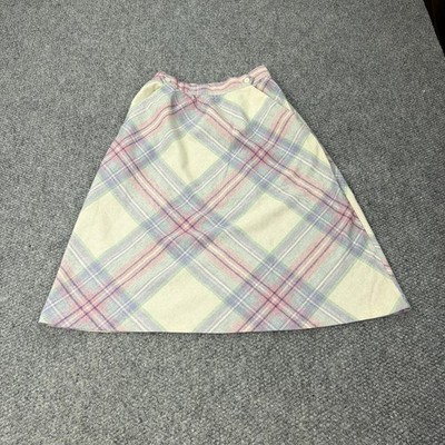 Vintage RT II Skirt Womens 11 Pastel Plaid A Line Midi High Waist Boho 80s