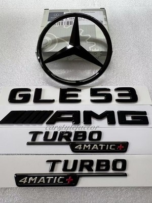 GLE53 AMG TURBO 4MATIC+ Heck Stern Emblem Schwarz Badge Set für Mercedes C167 Coupe