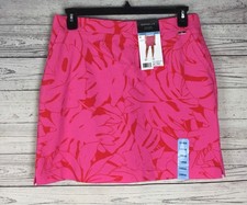 Rafaella Skort Womens Size L Pink Floral Elastic Comfort Waist Stretch Skirt NWT