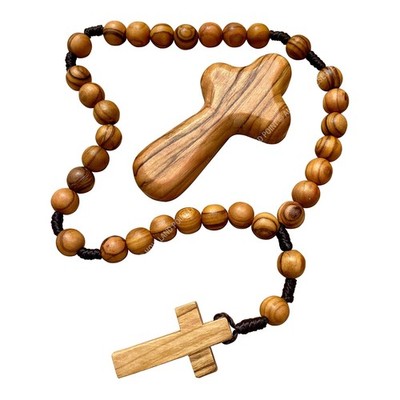 Anglican prayer beads, Olive wood rosary, Olive wood holding cross for Gift, ...