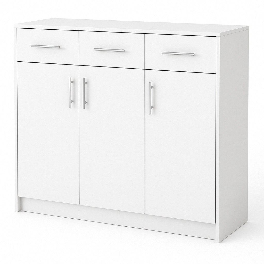 Kommode Schrank 3 Schubladen Sideboard Schlafzimmer weiss