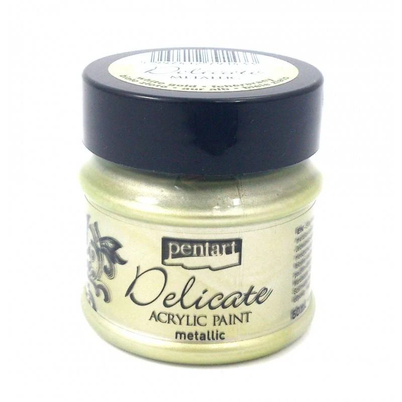 PENTART - Acryl-Metallicfarbe - Delicate Acrylic Paint - Weißes Gold 50 ml