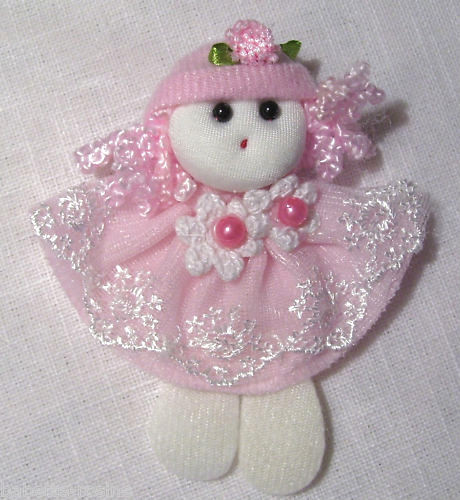APPLIQUE POUPEE CHIFFON Embellissement ROBE FANTAISIE CHAPEAU, 8 x 10 cm, PC03 - Picture 2 of 6