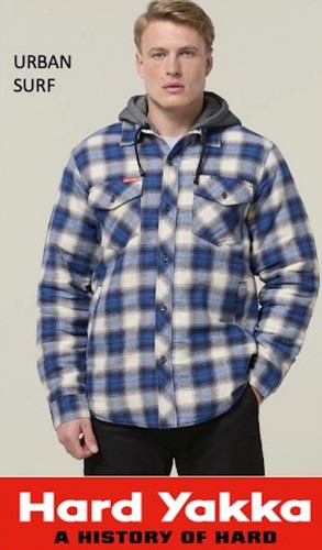 HARD YAKKA - QUILTED FLEECE LINED SHERPA WORK SHACKET JACKET + 3PC HOOD - Y06690 - Picture 10 of 10