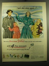 1950 Firestone Velon Ad - Rain rain come again