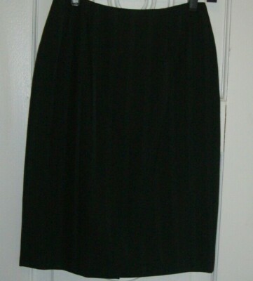 Women's Black Pin Stripe Lined Straight Skirt/Size 4/Back