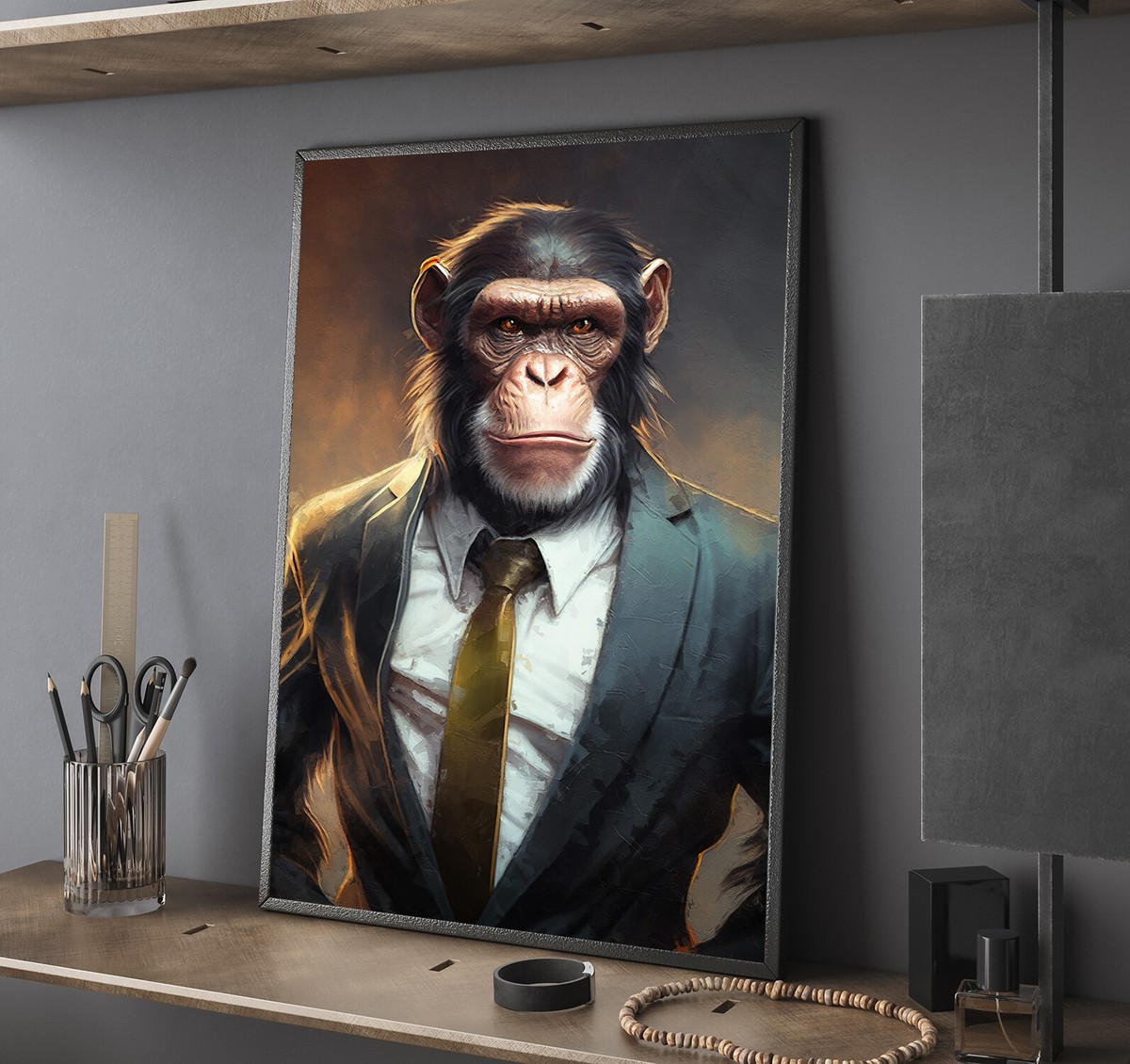 Monkey Print wall art Monkey In Suit Ape art funny Animal wall art
