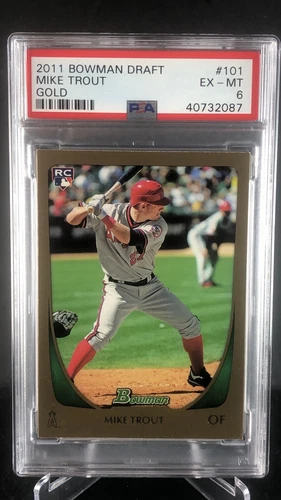 2011 Bowman Draft 101 RC Mike Trout GOLD PSA 6 EX-MT!🔥