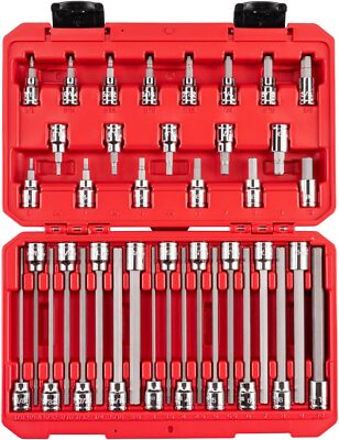 TEKTON 3/8 Inch Drive Hex Bit Socket 38-Piece (1/8-3/8 in., 3-10 mm), Black 