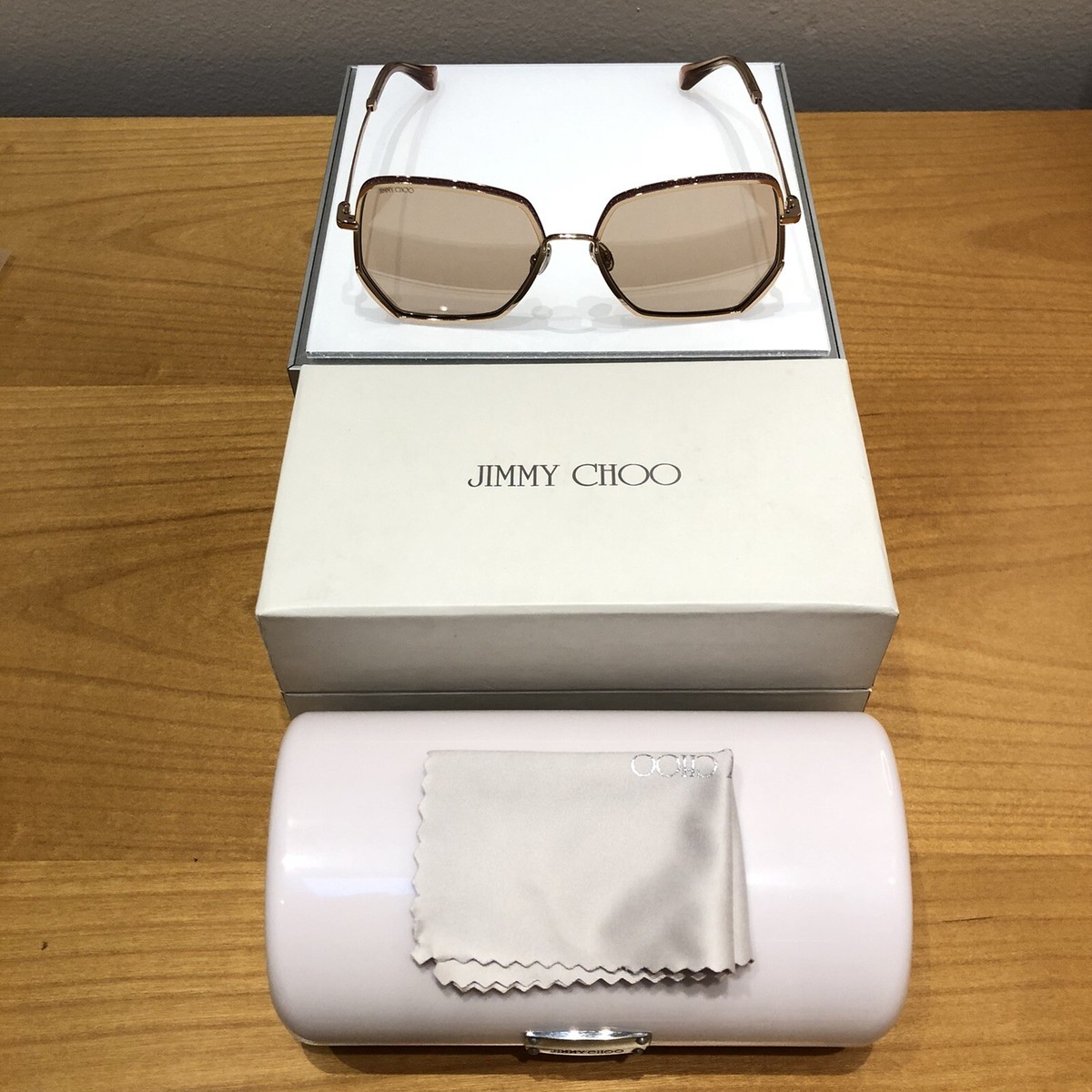 New Jimmy Choo Aline/S Pink Silver Flash Glitter Sunglasses 