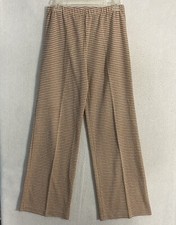 VTG 60s 70s Flared Pants Brown White Herringbone Women's 10 27 x 30 Poly Hippie