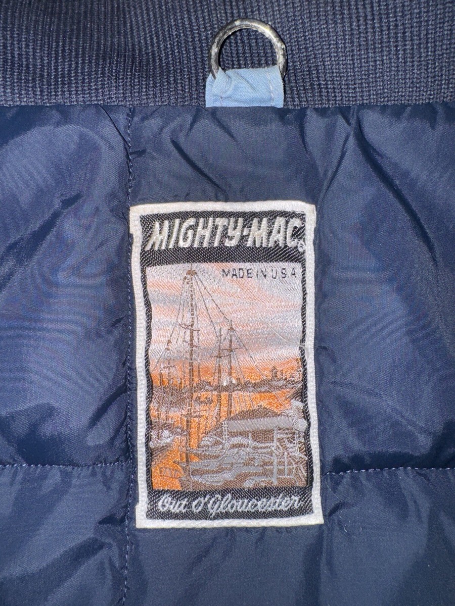 Mighty-Mac 80's Vintage Blue Nylon Goose Down Bomber Jacket