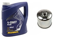 10W40 MotoröL Set 4 Liter ÖLfilter KN204C FüR Arctic Cat Kawasaki Yamaha YFM