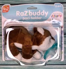 Razbaby Raz buddy Fox Pacifier Holder Detachable Jollypop Soothie Nipple 0-6m