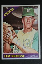 Lew Krausse Jr (d.2021) 1966 Topps #256 Signed Autographed Baseball Card JSA 
