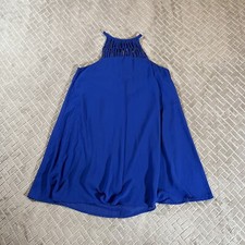 Lulus Womens XS Dress Blue Mini Short Cocktail Party A Line High Neck Sleeveless