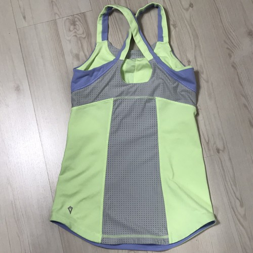 Ivivva Girls Size 12 Green Purple Gray Cross Back Workout Tank Top Built in Bra - Picture 4 of 12