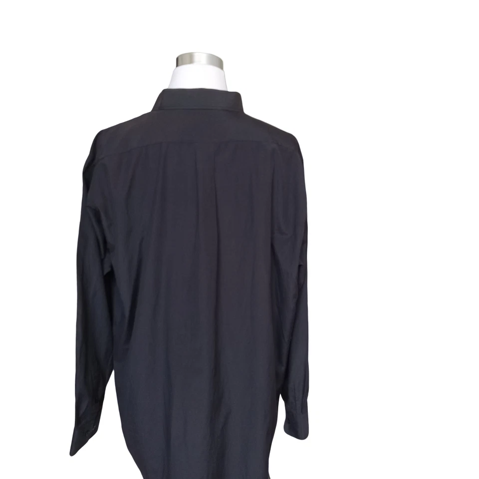 Camisa de vestir Adolfo abotonada para hombre talla 20 36-37 negra manga larga Foto 3 de 4