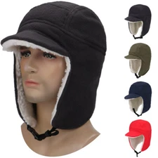 Men Women Warm Fleece Hats Winter Skull Cap Sports Ski Beanie with Ear Flaps US