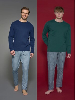 NUOVO PIGIAMA UOMO COTONE 100% INTERLOCK INVERNALE GIROCOLLO