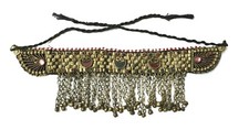 Afghan Dangle Tassels Choker Tie Necklace 37" Ethnic Tribal Vintage Belly Dance