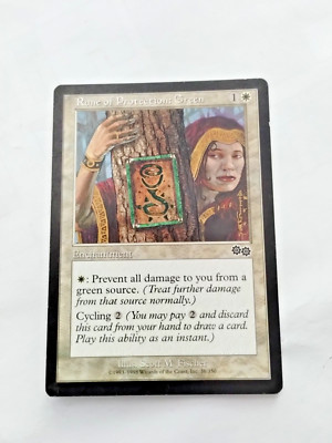 MTG Rune of Protection: Green Urza's Saga Regular Common - Some Edge Wear - Pics