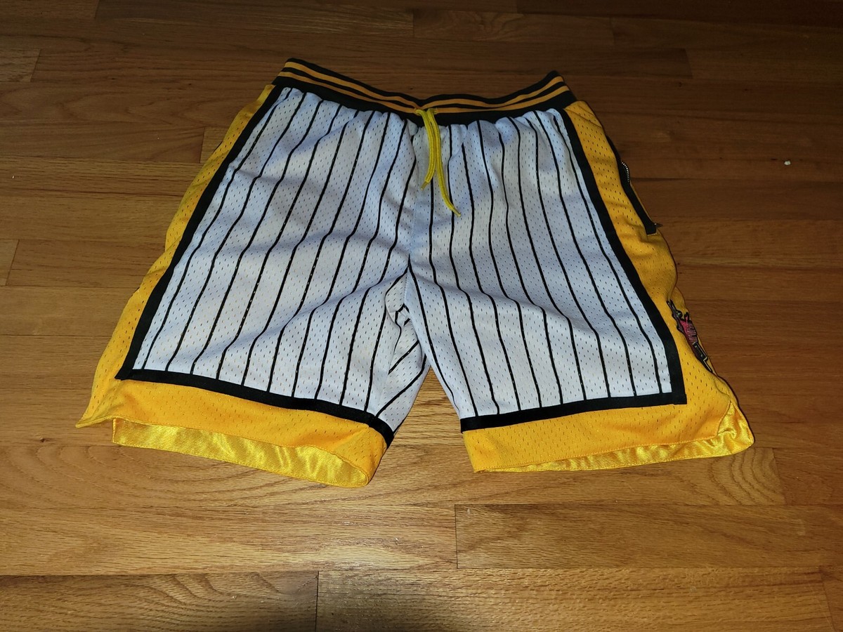 Elite Drip Basketball Shorts Sz Med White Gold Jersey knit EXC