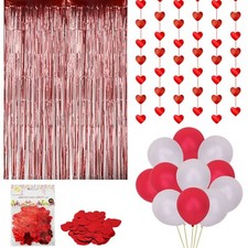 Rot Herz Schnur Liebe Folien Vorhänge Luftballons Konfetti Valentinstag Deko Party