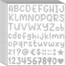 790 Pieces 10 Sheets Letters Stickers Self Adhesive Glitter 1 Inch Silver
