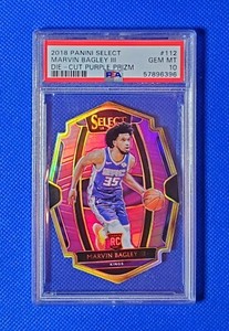 25/99 Marvin Bagley 2018 Select Die-Cut Purple Prizm Premier Rookie PSA 10 POP 3