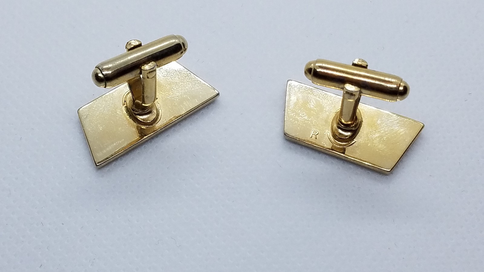 Vintage Signed Anson Cufflinks Rectangular Gold T… - image 3