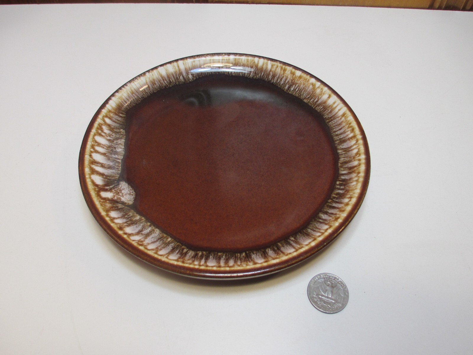 Vintage Kathy Kale Brown Drip Glazed Pottery 7 1/2" Salad Plate USA EUC