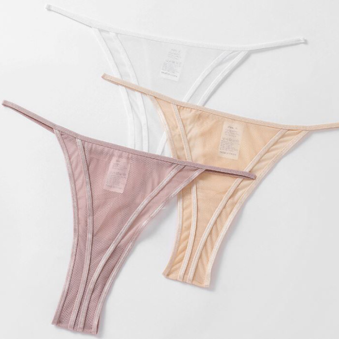 3 Pack Lot Womens Sheer See Through Panties Thongs G string Lingeries ...
