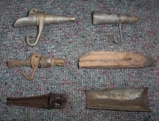 Assortment of OLD SAP SPOUTS Bucket SPILES ANTIQUE METAL WOODEN TAPS Maple Syrup