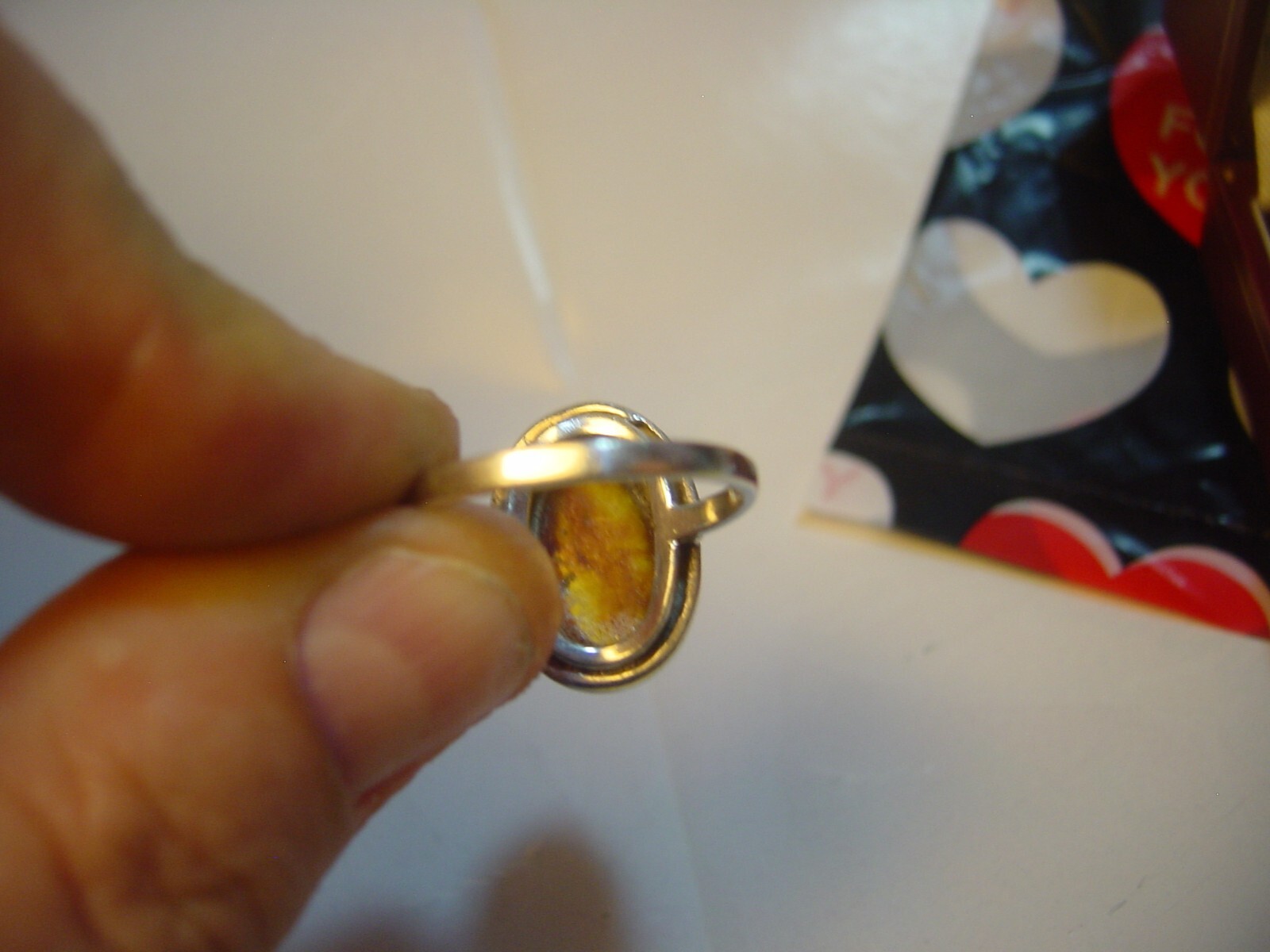 superb-solid silver-chunky classy ring-natural am… - image 11