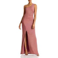 AQUA WOMENS METALLIC RUCHED EVENING DRESS SZ M