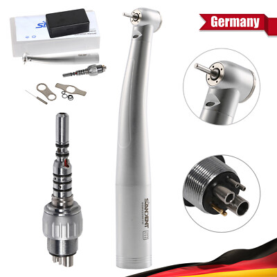 SANDENT Dental LED Fiber Optic Turbine Handpiece Standard Head W/ 6H Coupler DE