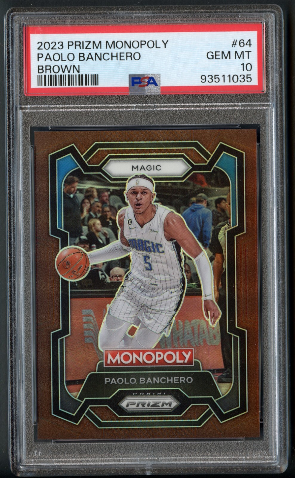 PSA 10 /249 Paolo Banchero Brown Prizm NBA Monopoly #64 Magic 2023 GEM MT SN SP