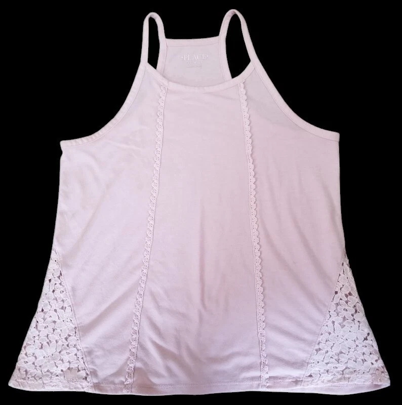 * Camiseta sin mangas THE CHILDREN’S PLACE rosa claro con encaje lateral niñas talla L 10-12 Foto 3 de 4