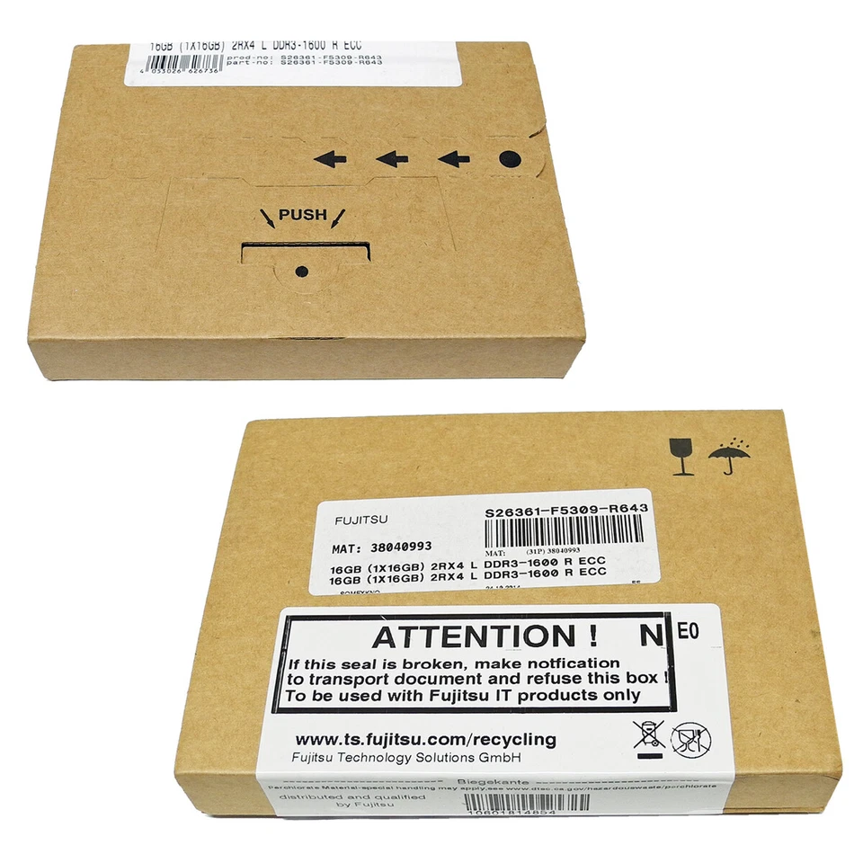 Fujitsu 16GB PC3L-12800R 2Rx4 ECC DDR3-1600 240 pin S26361-F5309-R643 nuovo i... - Immagine 2 di 3