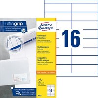 Avery Zweckform® 3665 3665 Universal-Etiketten - 105 X 33,8 Mm, Weiß, 1.600 Etik