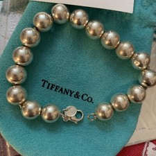 TIFFANY  CO 925 STERLING SILVER BEAD BEADED BALL BRACELET IN POUCH