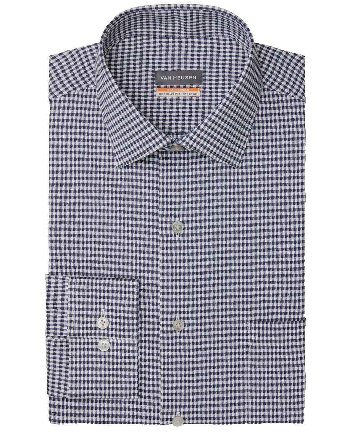 Negro de mezcla de algodón Van Heusen Camisas de vestir para hombres