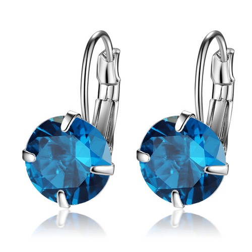 Silver Hoop Earrings Women Anniversary Jewelry Cubic Zirconia Round Hoop earring - Picture 16 of 23