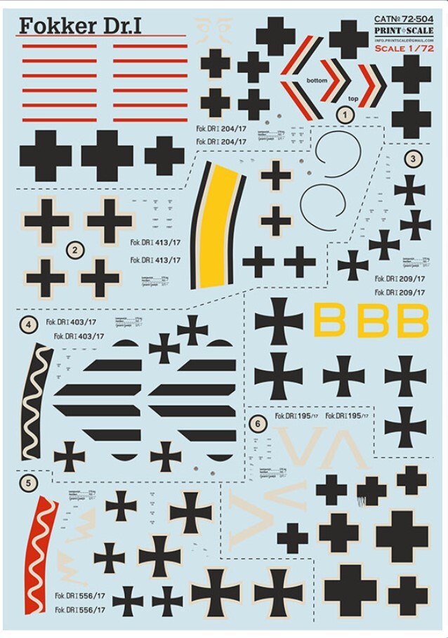 Decal for Fokker Dr I Accessories for aircraft 1/72 Print Scale 72 Decal for Fokker Dr I Accessories for aircraft 1/72 Print Scale 72