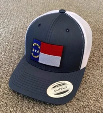 North Carolina Flag Hat SnapBack Trucker Mesh Cap Handcrafted from Florida