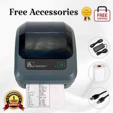 Refurbished Zebra GK420d Direct Thermal Barcode Label Printer USB Serial BUNDLE
