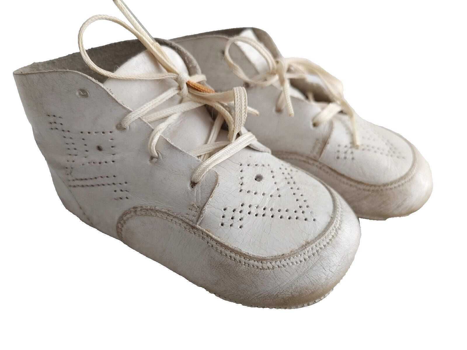 Vintage Poll-Parrot Baby Shoes Lace-Up High Top White #20732