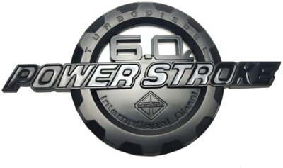 Black 6.0 L Power Stroke International Side Fender Emblem 3D